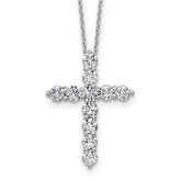 14k White Gold 1 1/2 carat Lab Grown Diamond VS/SI+ G+ Complete 18 inch Cross Pendant Necklace